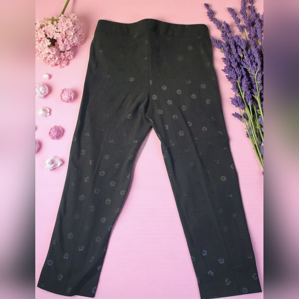 LOFT Black Floral Straight Leg Pants